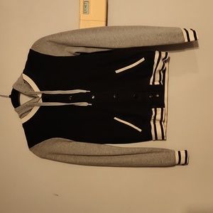Varsity style button up hoodie